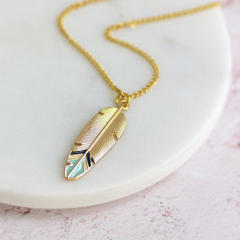 Gold Plated Feather Enamel Necklace, 4 of 7