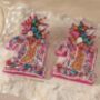 Handcrafted Beaded Birthday Number Drop Earrings, thumbnail 2 of 4