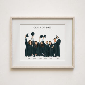 Personalised Graduation Gift – Hand Drawn Portrait From Photo, Friends Keepsake Print, Class Of 2025 Party Or School Leavers Decor, 7 of 9