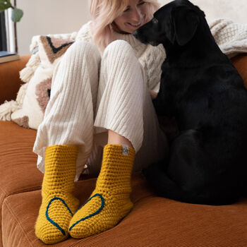 Hidden Love Heart Crochet Slipper Socks, 2 of 12