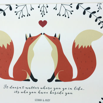 Personalised Fox Couple Print Gift, 6 of 8