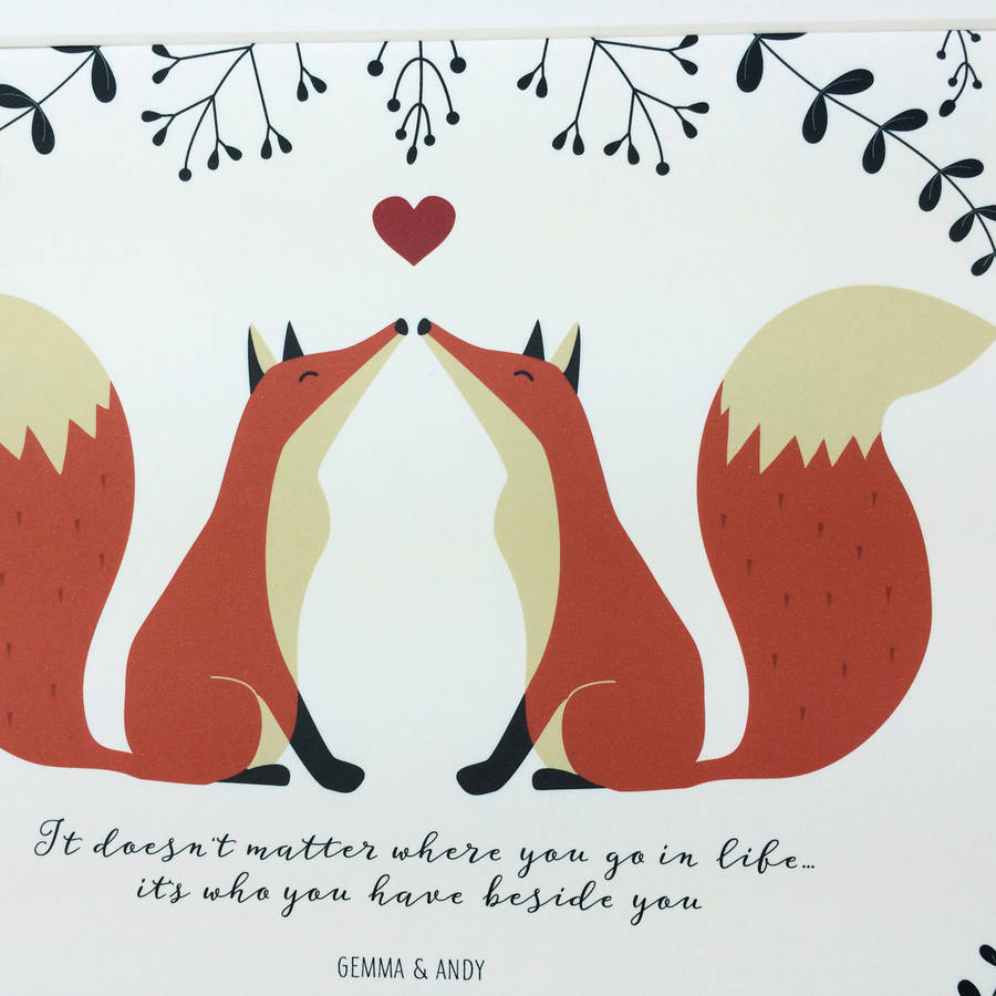 Personalised Fox Couple Print Gift By Wink Design