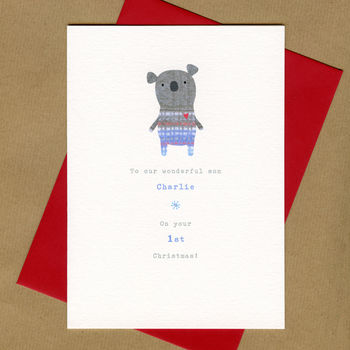 Babys First Christmas Or Pick Your Message Koala Card, 4 of 11