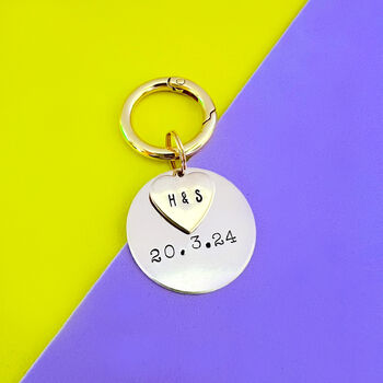 Brass Wedding Date Keyring Gift For Couples, 4 of 4
