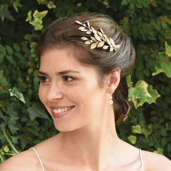Bronze Enameled Botanical Bridal Hair Clip, 6 of 8