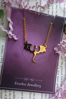 Personalised Dragon Necklace Gold And Silver, 2 of 4