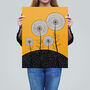 Dandelion Hill Folk Style Yellow Black Wall Art Print, thumbnail 2 of 6