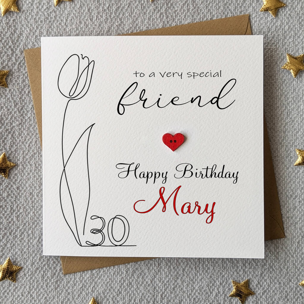 Friend 30th Birthday Card Personalised