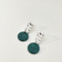 Hammered Silver Green Disc Drop Earrings, thumbnail 1 of 5