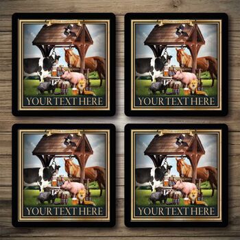 Personalised Bar Runner And Coasters Watering Hole, 2 of 8