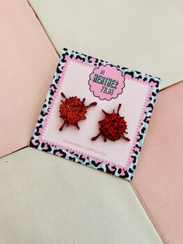 Blood Glitter Resin Studs / Gothic Jewellery Gift / Spooky Statement Accessories / Alternative Fashion, 2 of 5