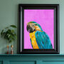 Custom Personalised Macaw Wearing Glasses Art Print, thumbnail 2 of 5