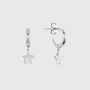 Alta Sterling Silver Moon Hoop Earrings With Star Drops, thumbnail 3 of 3