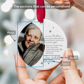 Memorial Christmas Ornament Personalised Photo Keepsake, 6 of 8