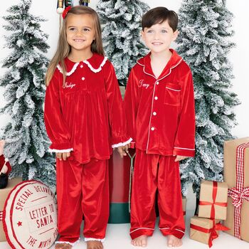 Personalised Family Velvet Christmas Pyjamas, 2 of 12