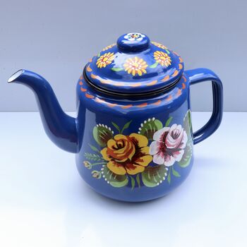 Enamel Teapot Handpainted Canal Roses, 2 of 3
