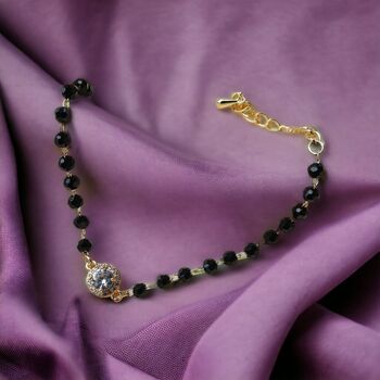 Black Crystal Beads Zircon Mangalsutra Nazar Bracelet, 8 of 8
