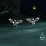 Bat Skeleton Stud Earrings In Sterling Silver, thumbnail 6 of 11