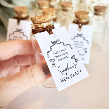 Pearls And Prosecco Hen Party Favours Personalised Shot Bottle Party Bag Filler, 2 of 7