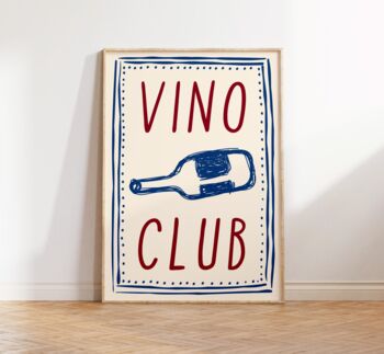 Vino Club Wall Art Print Happy Hour Kitchen Disco, 7 of 7