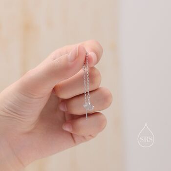 Ginkgo Leaf Threader Earrings In Sterling Silver, 2 of 10