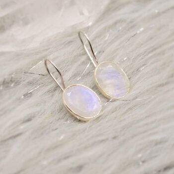 Rainbow Moonstone Sterling Silver Oval Earrings, 8 of 12