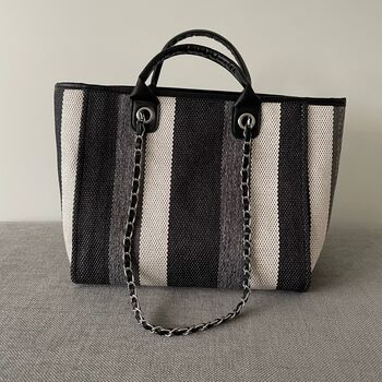 Personalised Stripe Large Chain Initial Tote Bag, 8 of 9