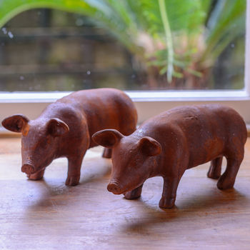 Mini Rusty Baby Pig Garden Sculpture, 3 of 3