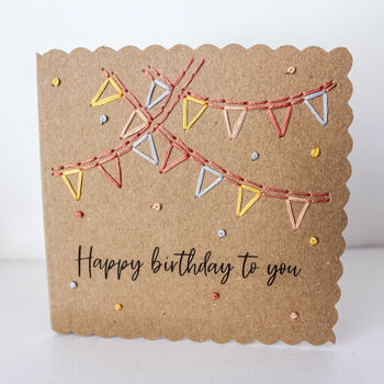 Embroidery Birthday Cards Kit – Pack Of Three Or Six With Envelopes, Hand Embroidery, 5 of 8