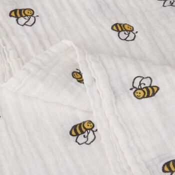Bee Cotton Muslin Swaddle Blanket, 2 of 2