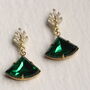 Art Deco Emerald Chrysler Drop Earrings, thumbnail 5 of 10