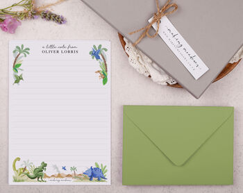 A5 Personalised Children's Stationery Set Gift With Dinosaur Design, 6 of 9
