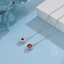 Tiny Garnet Red Cz Heart Threader Earrings, thumbnail 8 of 12