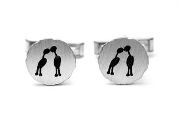 Kissing Couple Sterling Silver Cufflinks, 5 of 6