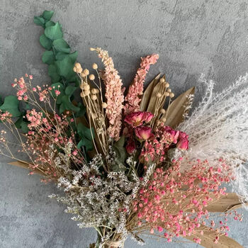 Preserved Eucalyptus And Dried Flower Fluffy Bouquet, 2 of 3