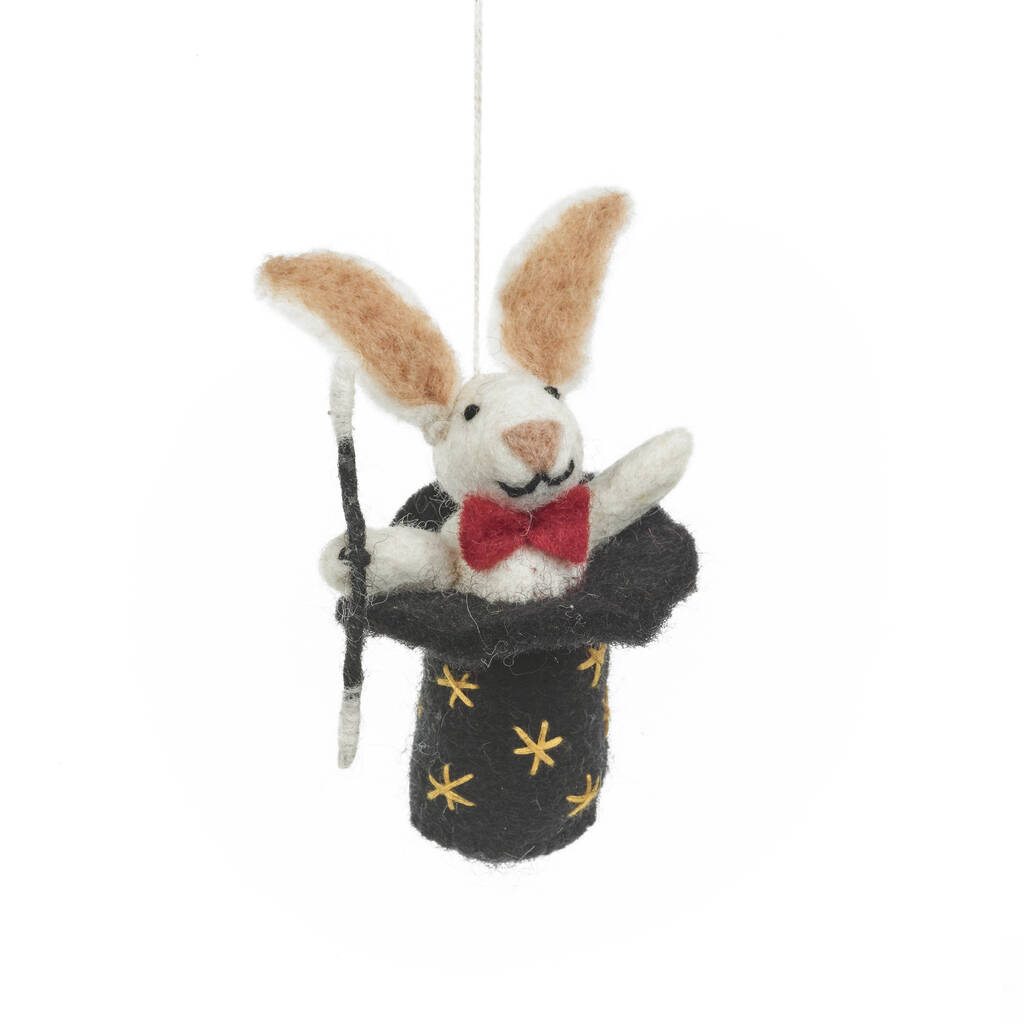 Handmade Felt Hat Trick Rabbit Magician Bunny, 1 of 2