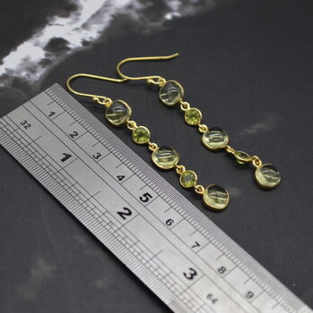 Lemon Quartz, Peridot Gold Earrings: August Birthstone, 2 of 4