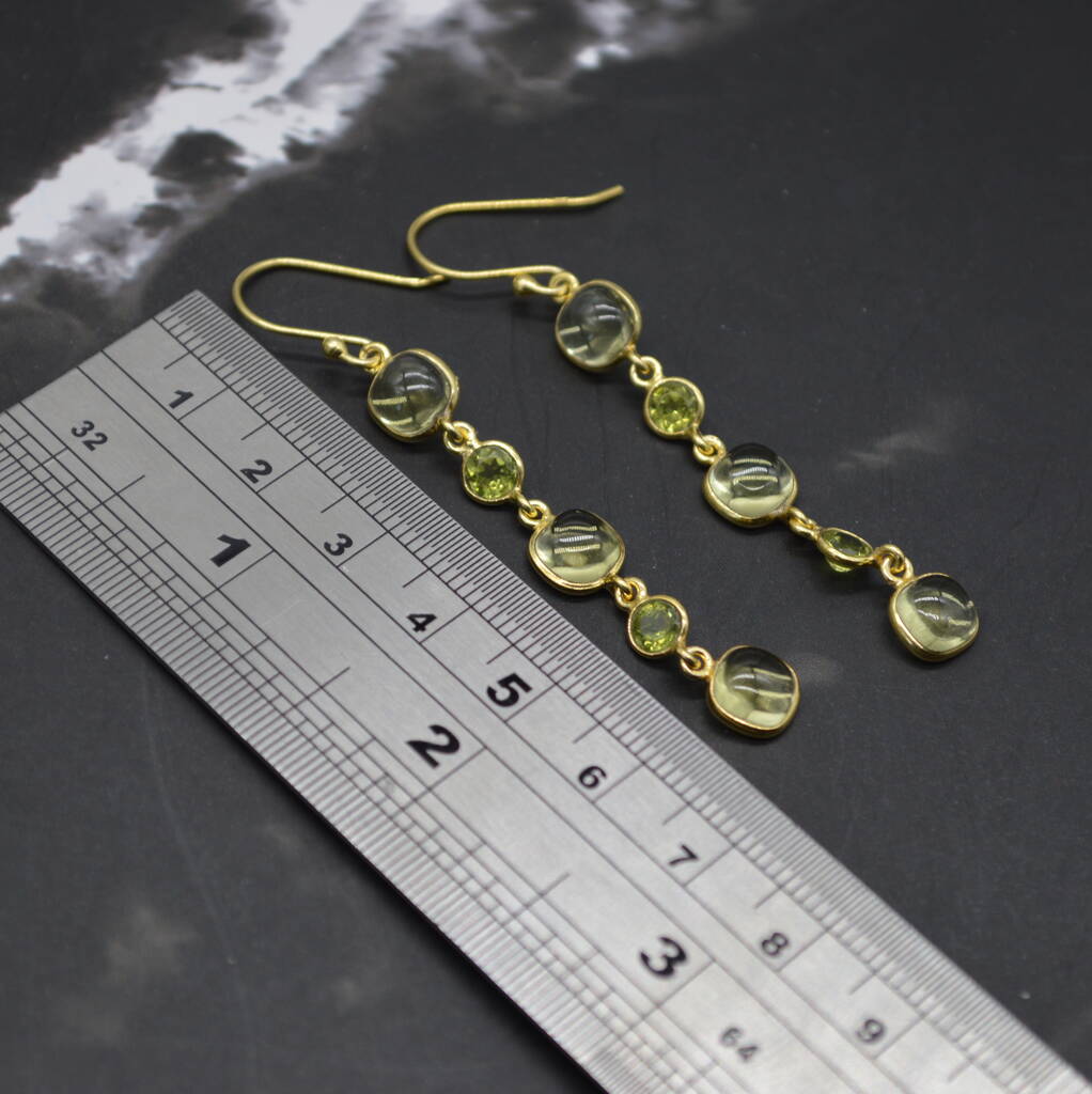 Lemon Quartz, Peridot Gold Earrings: August Birthstone, 1 of 4