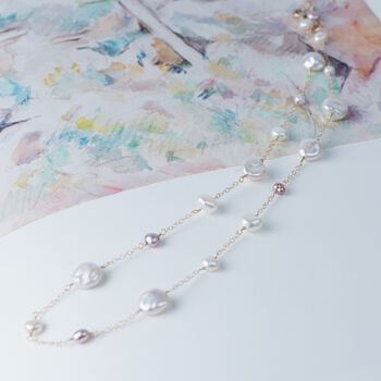 Keshi Pearl Gold Filled Chain Necklace, 7 of 12