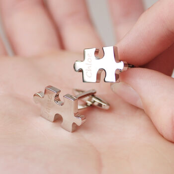 Personalised 'Missing Piece' Jigsaw Cufflinks, 2 of 8