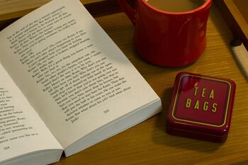 Tea Bag Travel Pocket Tin Tea Lover Gift Storage Box | Teabags Red, 2 of 11