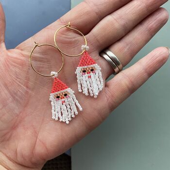 Handmade Beaded Santa Christmas Earrings, 2 of 7