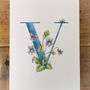 V Is For Violets Flower Letter Print, Personalised, thumbnail 2 of 5