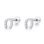 Sterling Silver Cz Horseshoe 16 G Flat Back Labret Earrings, thumbnail 6 of 12