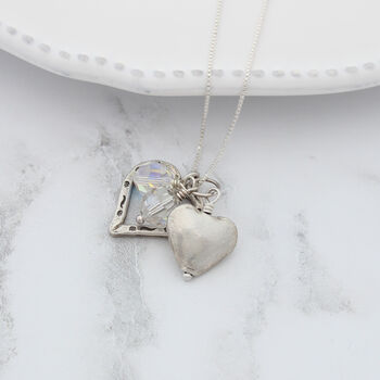 Two Heart Necklace In Sterling Silver, 3 of 9