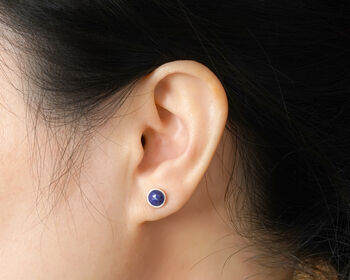 Lapis Lazuli Stud Earring In Sterling Silver, 4 of 4