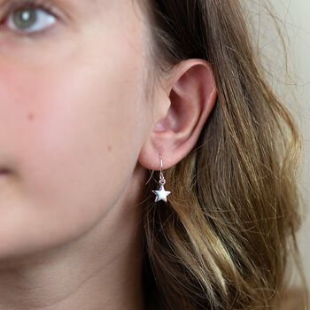 Silver Plated Star Drop Earrings, 3 of 3