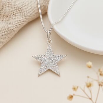 Personalised Sterling Silver Pavé Star Pendant Necklace, 5 of 10