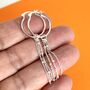 Sterling Silver Beaded Triple Chain Link Drop Hoop Earrings, thumbnail 3 of 4