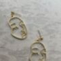 Gold Abstract Women's Face Earrings, thumbnail 3 of 4